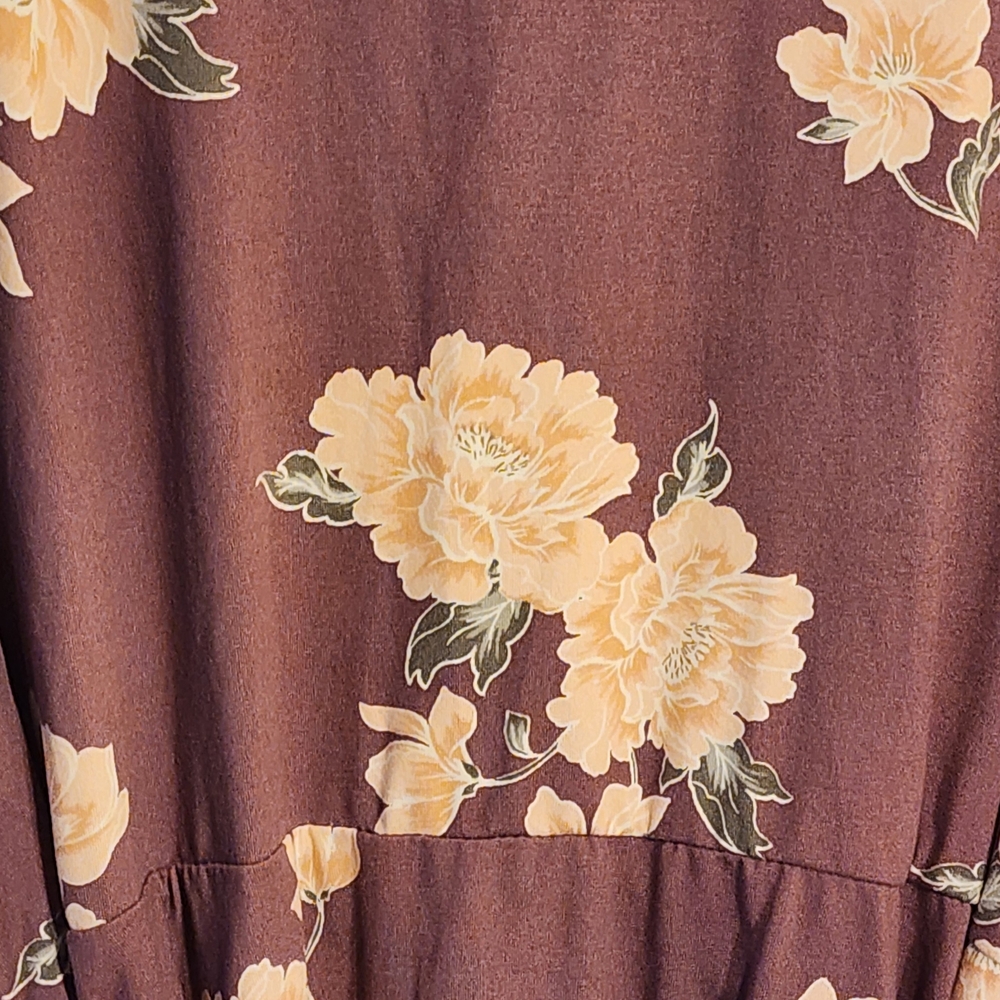 Purple Floral Wrap Top Super Soft Stretchy Women's Blouse - Picture 6 of 6